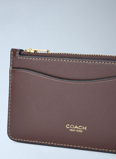 Coach Leather New York Zip Card Case Brown coa0265015