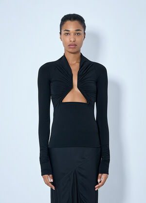 Rick Owens Jersey LS Prong Top Black ric0265031