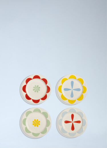 Set Of Four Folk Dessert Plates &k Amsterdam Set Of Four Folk Dessert Plates Multicolour wps0692378