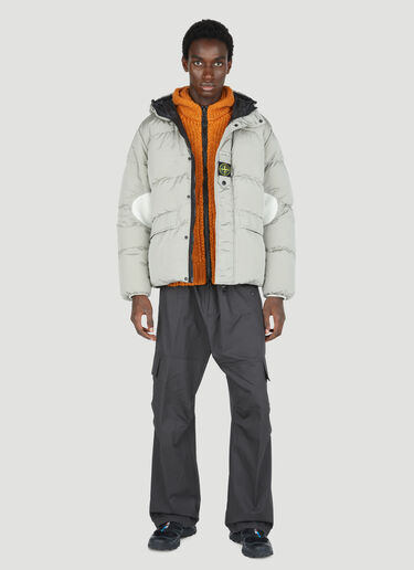 Stone Island 후드 다운 재킷 크림 sto0154021