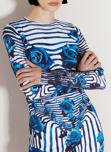 Jean Paul Gaultier Flower Body Morphing Dress Blue jpg0256013