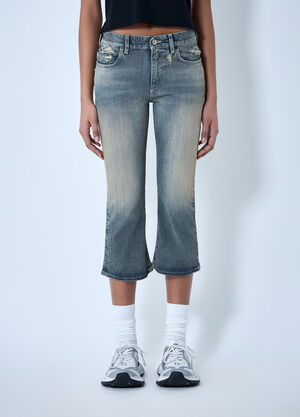 Balenciaga Cropped Distressed Denim Jeans Blue bal0263013