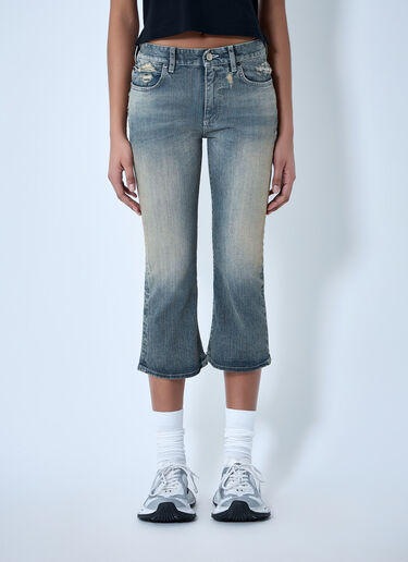 Balenciaga Cropped Distressed Denim Jeans Blue bal0263013