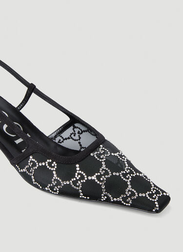 Gucci Crystal GG Slingback Kitten Heels Black guc0250102