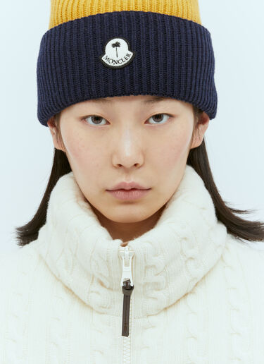 Moncler x Palm Angels 스트라이프 로고 패치 비니 햇  멀티 mpa0355006