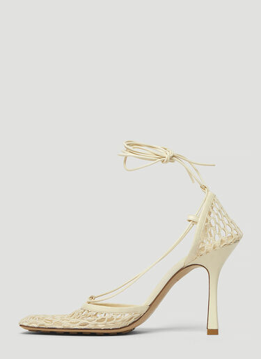 Bottega Veneta Mesh Ankle-Strap Heels White bov0243033