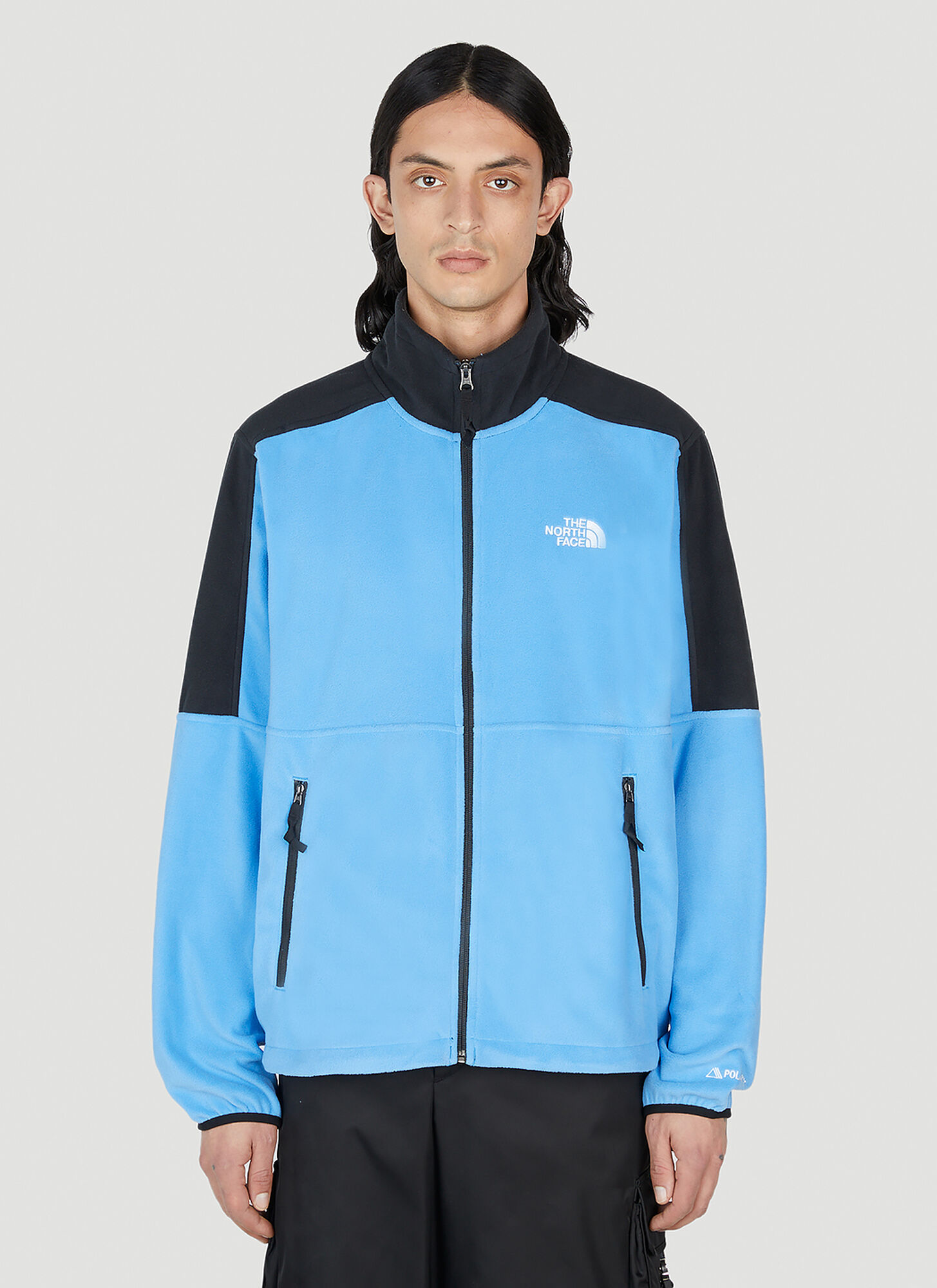 The North Face Polartec Logo Jacket In Blue