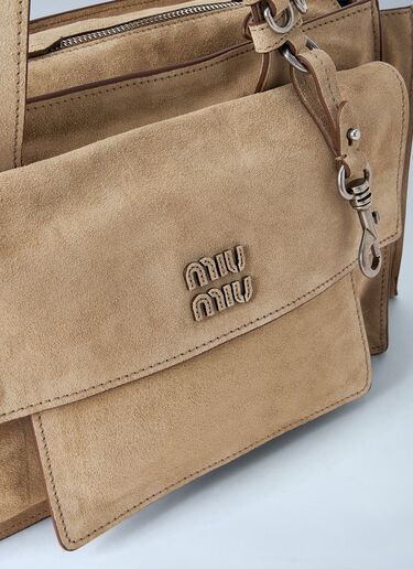 LN-CC® - Miu Miu: Structured Leather Handbag - Cream Miu Miu Structured Leather Handbag Cream miu0265025