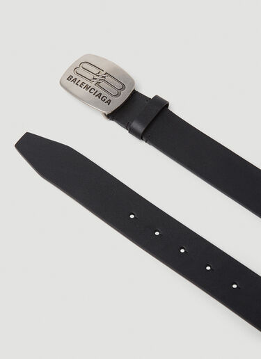 Balenciaga Round Logo Plaque Belt Black bal0148071