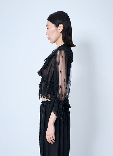Chloé 자수 레이스 러플 탑  블랙 chl0260002