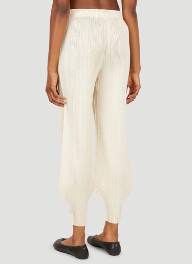 Pleats Please Issey Miyake Cable Stitch Pants Beige plp0251006