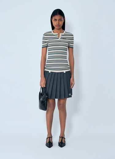 Miu Miu Stripes T-Shirt Beige miu0264013