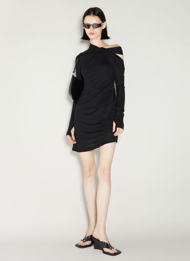 Helmut Lang Twisted Asymmetric Mini Dress Black hlm0253009