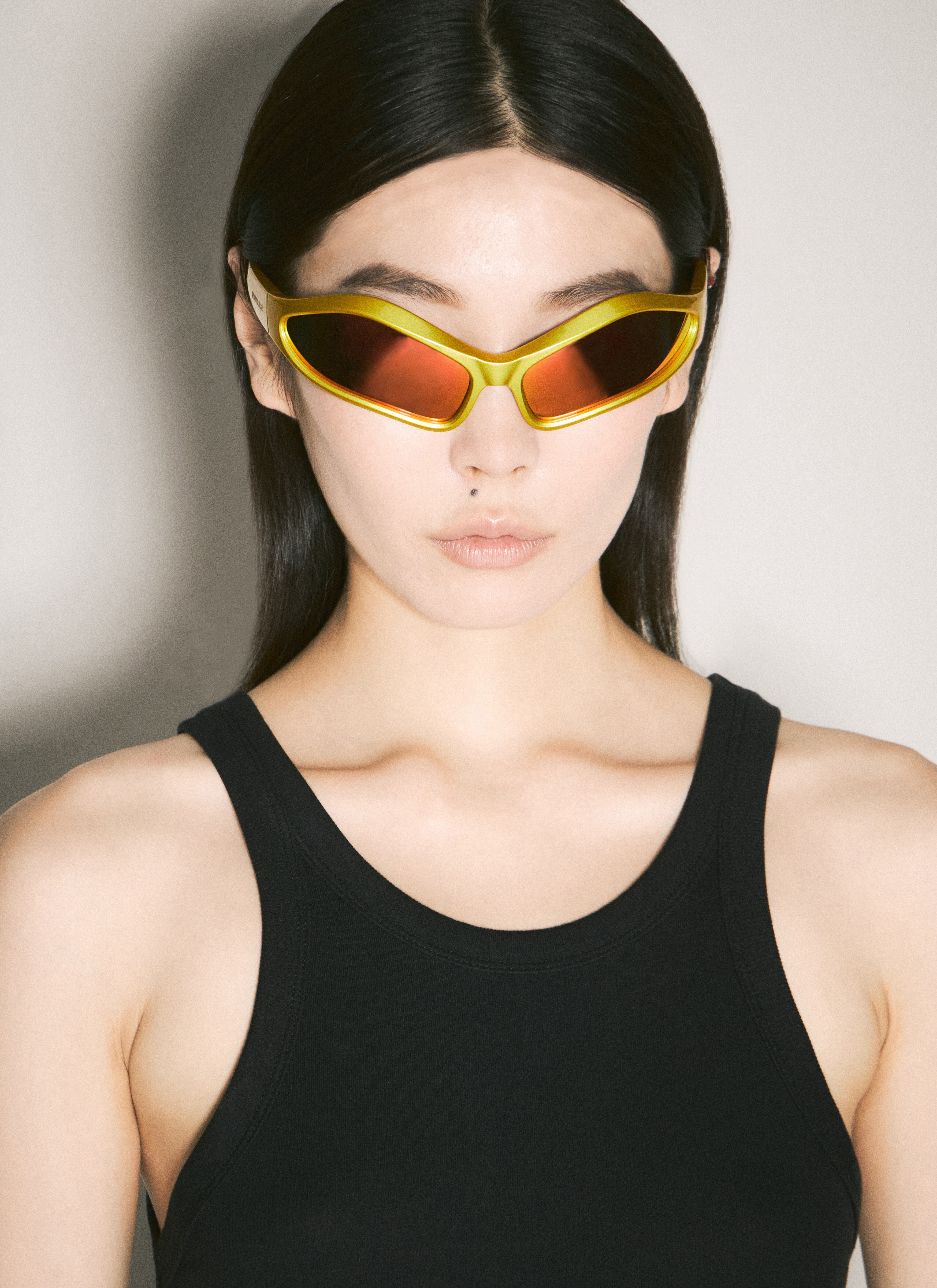 Balenciaga Yellow Fennec Oval Sunglasses Balenciaga