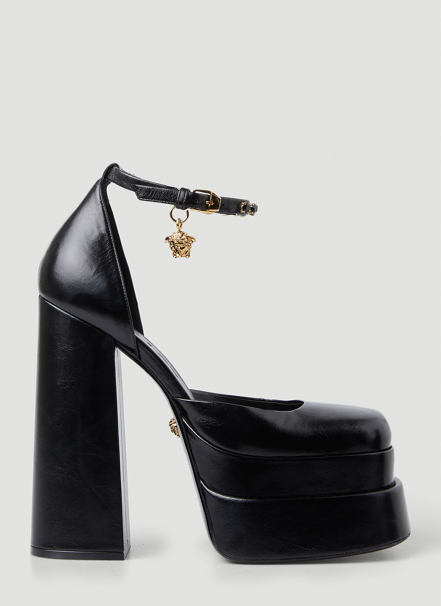 Shop Versace Medusa Aevitas Platform Heels In Black