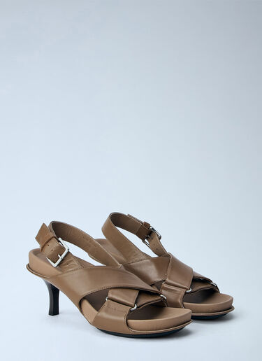 LN-CC® - Marni: Leather Slingback Sandals - Brown Marni Leather Slingback Sandals Brown mni0266008