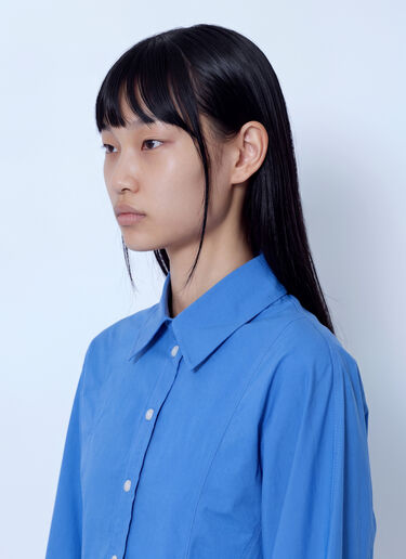 LN-CC® - GANNI: Stretch Cotton Mini Shirt Dress - Blue GANNI Stretch Cotton Mini Shirt Dress Blue gan0265001