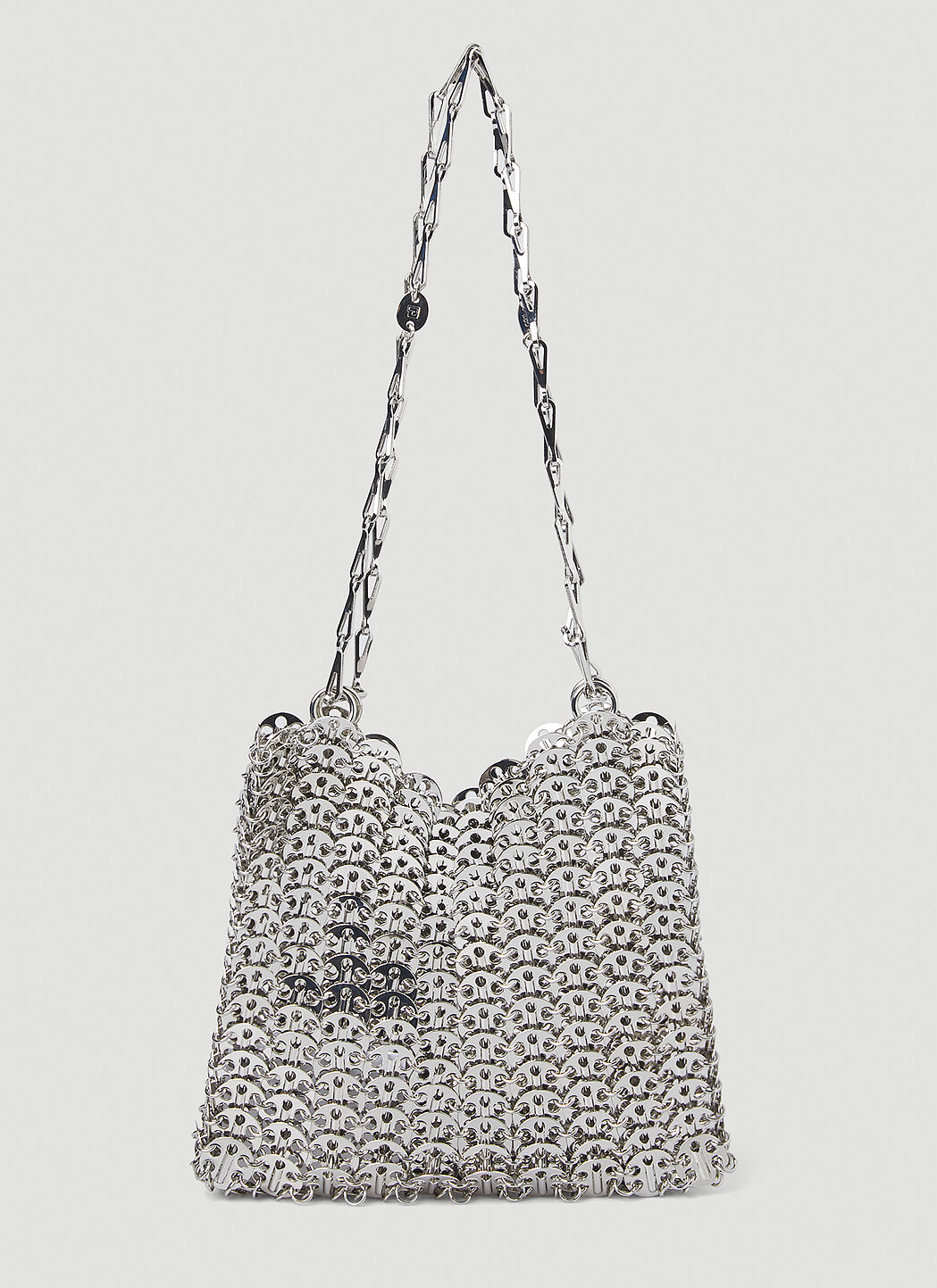 Rabanne 1969 Metallic Disc Shoulder Bag Silver pac0252031