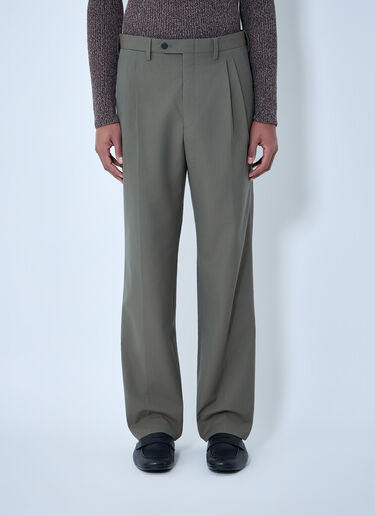 Prada Wide-Leg Wool Pants Green pra0163056