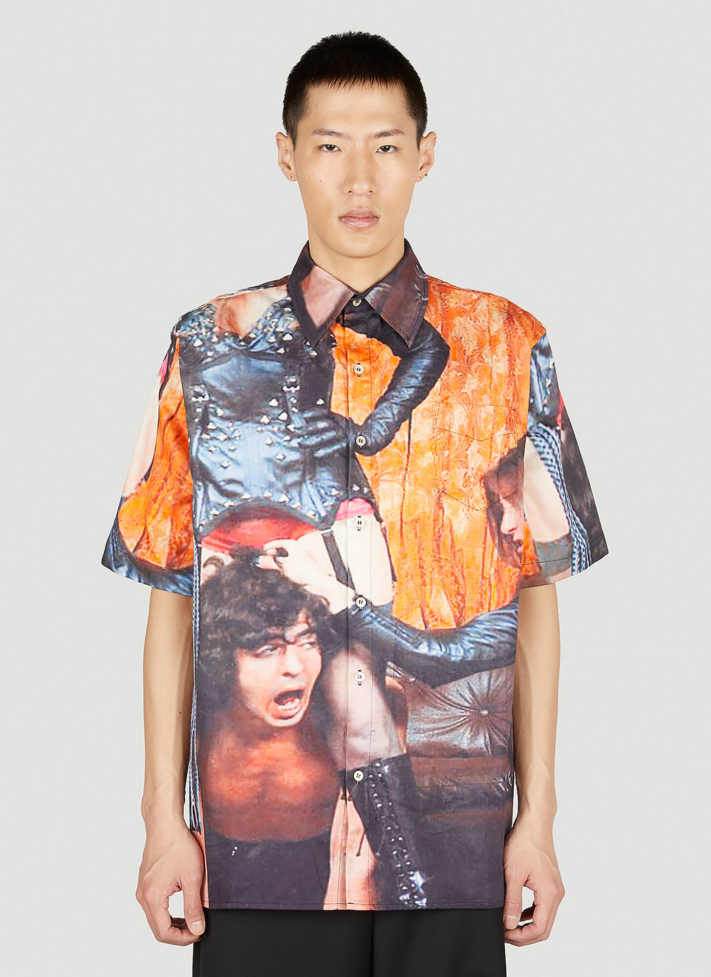 Ninamounah Graphic Print Shirt Unisex Orange