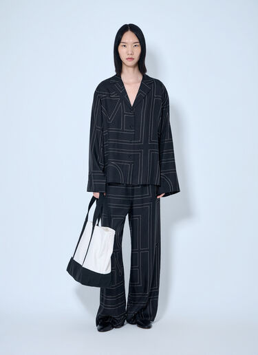 LN-CC® - Toteme: Monogram Silk Pj Shirt - Black Toteme Monogram Silk Pj Shirt Black tot0265078