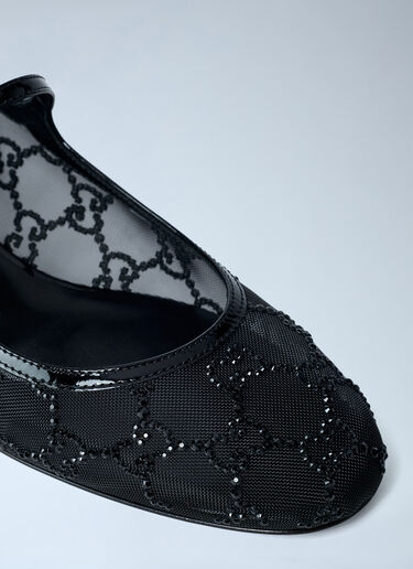 Gucci Embellished GG Ballerina Flats Black guc0261063