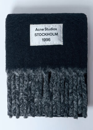 Acne Studios Logo Label Fringe Scarf Black acn0159042