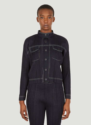 Pleats Please Issey Miyake Plissé 对比色缝线夹克 黑色 plp0251007