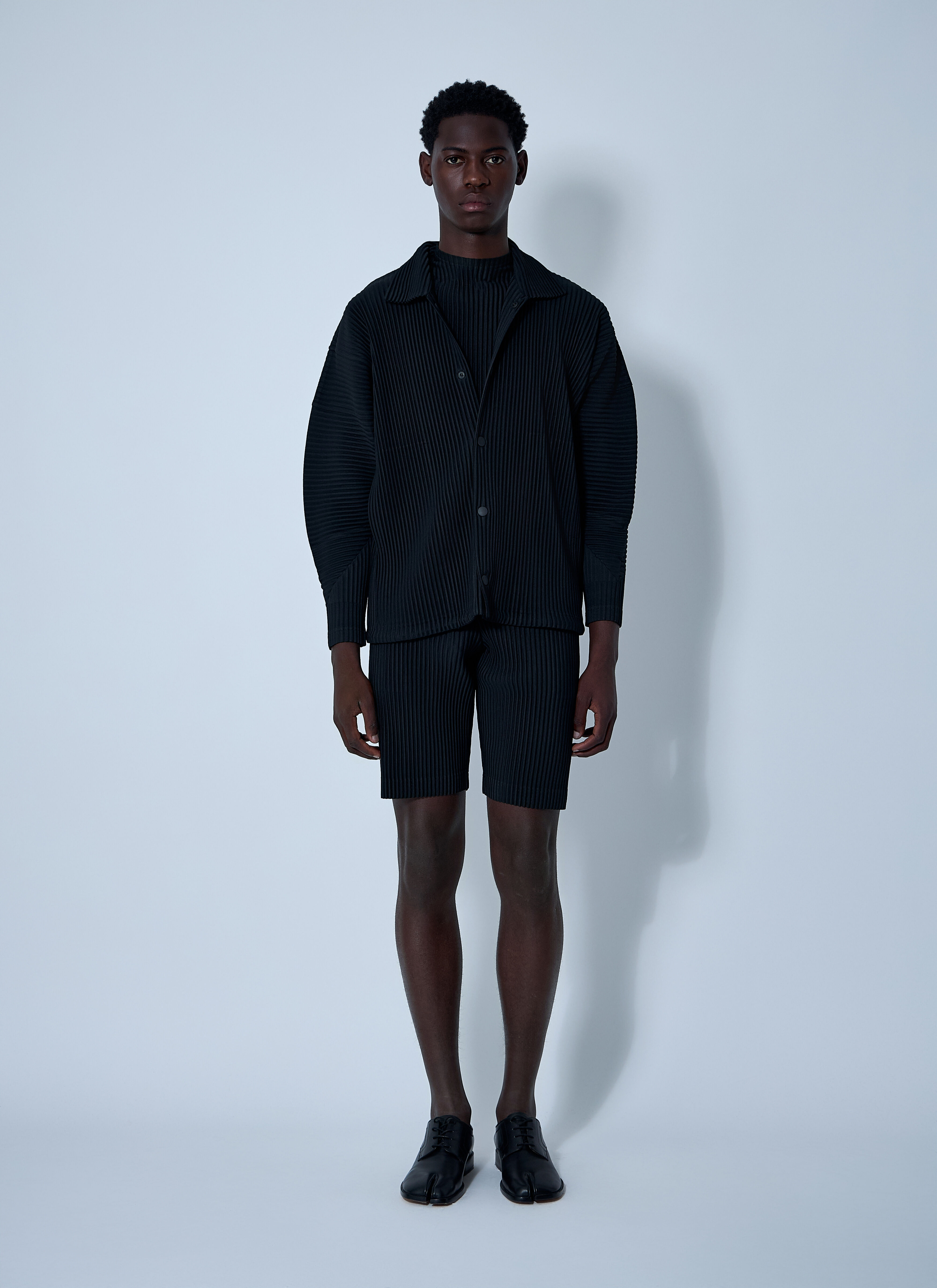 Homme Plissé Issey Miyake Men's' Pleated Zip-Up Jacket in Black