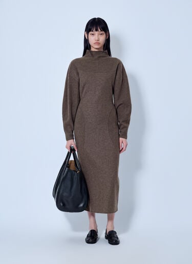 LN-CC® - Max Mara: High-Neck Wool and Cashmere Jersey Dress - Dark Brown Max Mara High-Neck Wool and Cashmere Jersey Dress Dark Brown max0266221
