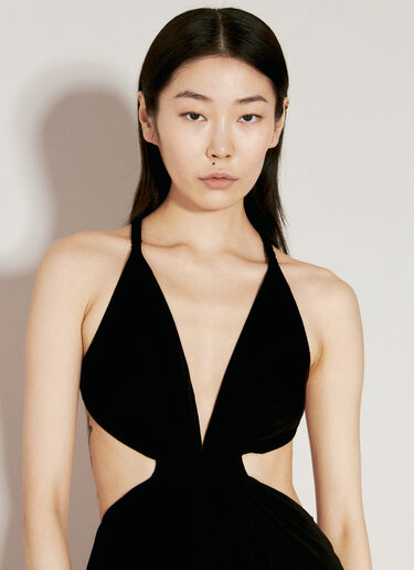 Saint Laurent Backless Halter Dress Black sla0255017