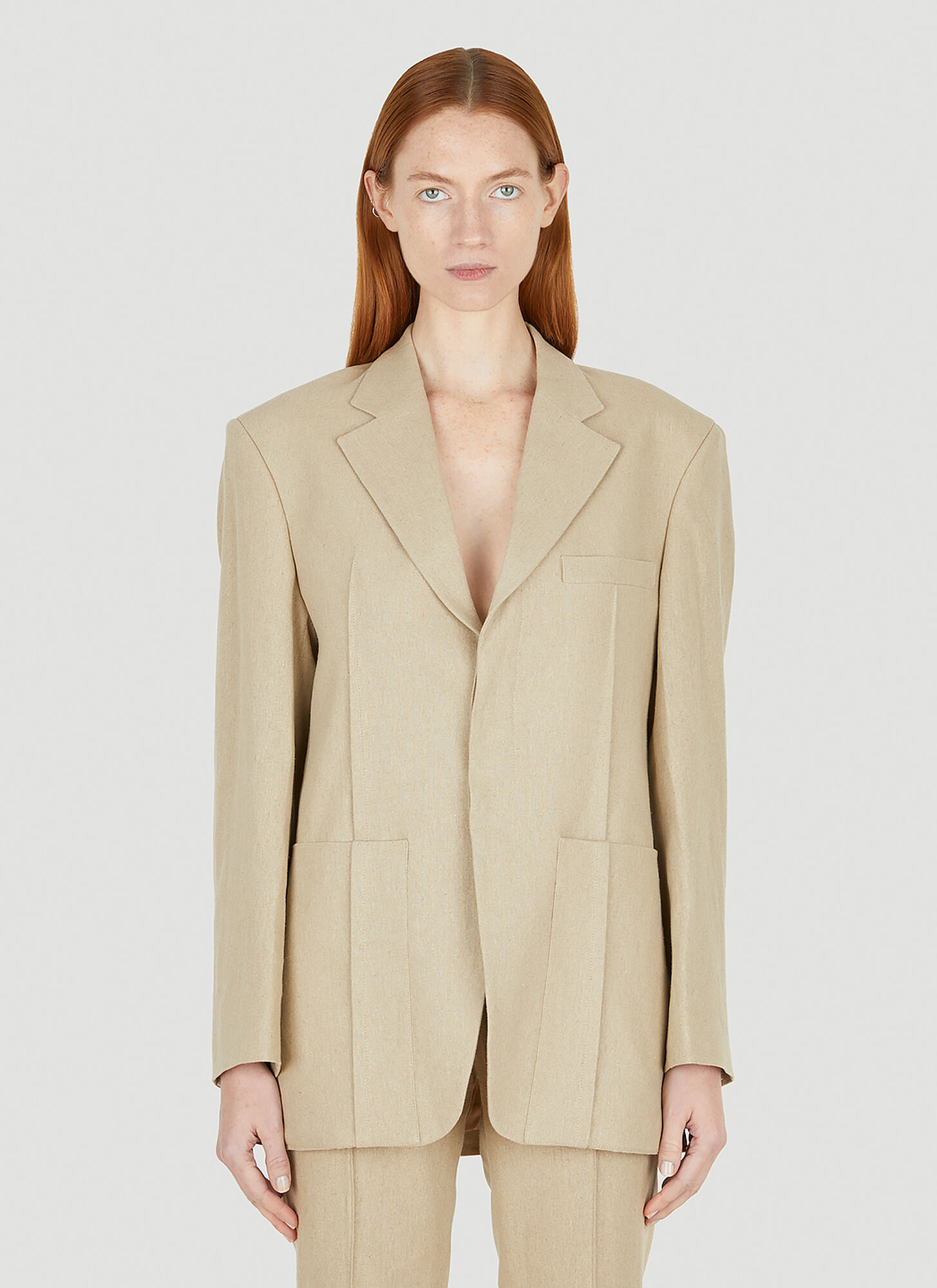 Jacquemus La Veste D'homme Linen Blazer Beige ModeSens