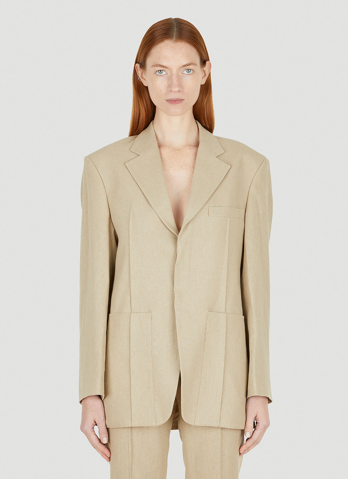 Shop Jacquemus La Veste D'homme Blazer In Beige