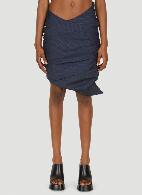 Lourdes Ruched Pinstripe Skirt Light Blue lou0249005
