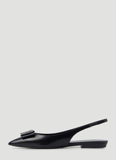 Saint Laurent Anais Bow Flat Sandals Black sla0249114