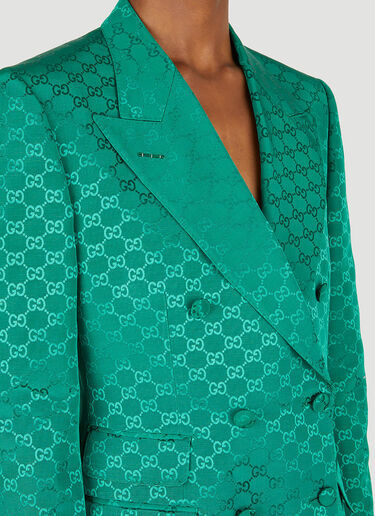 Gucci GG Jacquard Double Breasted Blazer Green guc0247017
