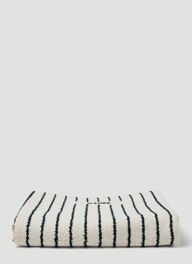 Tekla Striped Logo Patch Bath Mat White tek0349019