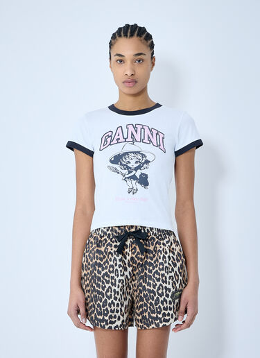 GANNI Witch And Logo Print T-Shirt White gan0260002