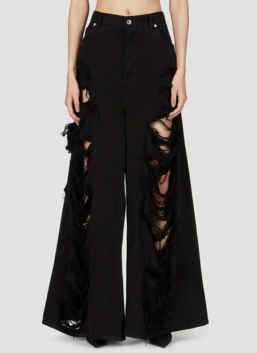 Kim Extreme Wide Leg Distressed Jeans Dolce & Gabbana Kim Extreme Wide Leg Distressed Jeans Black dol0252003