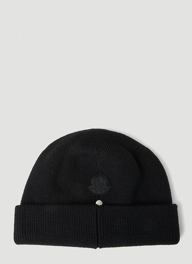 6 Moncler 1017 ALYX SM Logo Patch Beanie Hat Black mal0351006