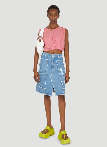 Lourdes Raw Edge Multi Pocket Skirt Blue lou0249006