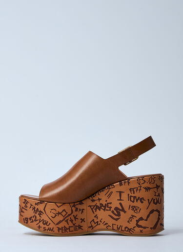 Chloé Maxime Wedge Sandals Brown chl0260018