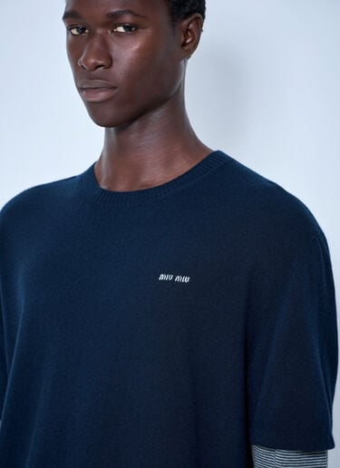 LN-CC® - Miu Miu: Wool And Cashmere Sweater - Blue Miu Miu Wool And Cashmere Sweater Blue miu0166020