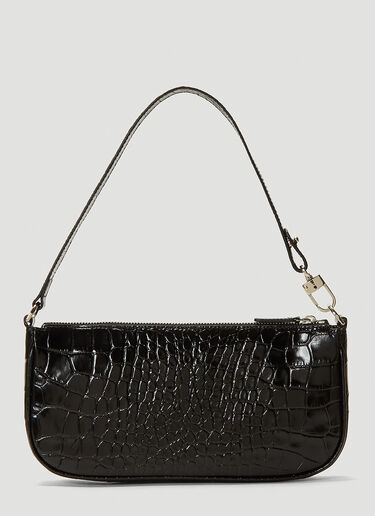 BY FAR Rachel Crocodile Embossed Shoulder Bag Black byf0242002