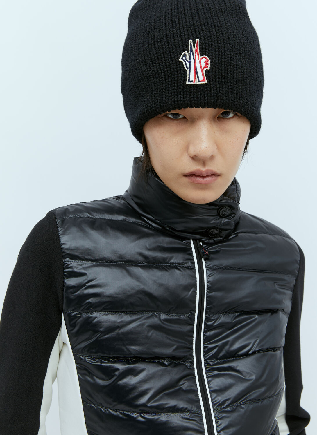 Shop Moncler Logo Patch Wool Beanie Hat In Black