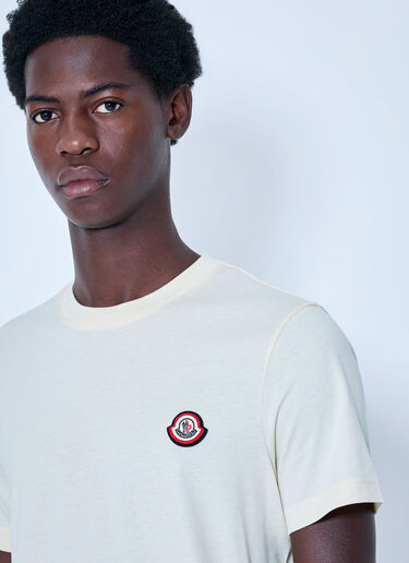 LN-CC® - Moncler: Crewneck Logo T-shirt - Cream Moncler Crewneck Logo T-shirt Cream mon0166012