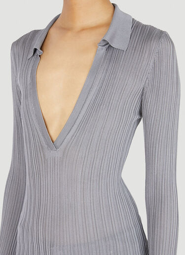 Durazzi Milano Silk Knit Polo Top Grey drz0252007
