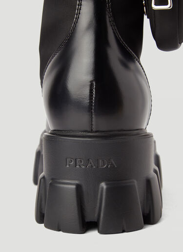 Prada [Monolith] 나일론 앤 레더 부츠 블랙 pra0245015