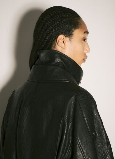 Saint Laurent Bomber Leather Jacket Black sla0257003