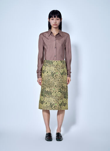 Dries Van Noten Floral Jacquard A-Line Midi Skirt Gold dvn0266025